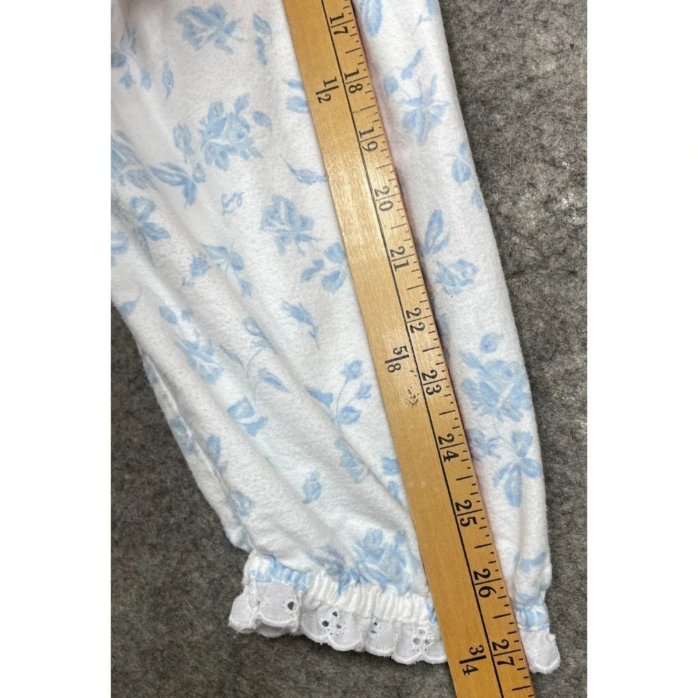 Lanz of Salzburg Nightgown White Blue Large Floral Flannel